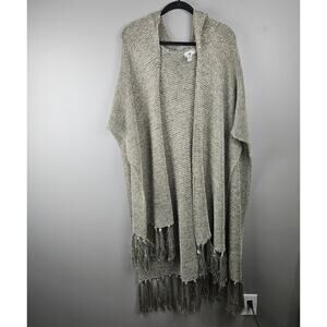 Free People Light My Fire Shimmer Kimono Pewter Fringe OS